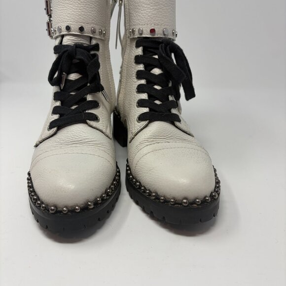 EXCELLENT CONDITION Sam Edelman Jennifer Studded Combat Boots Bright White Sz: 6 - Picture 3 of 13